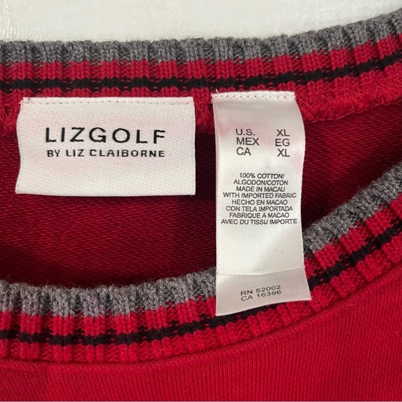 Vintage Liz Golf Liz Claiborne Red Black Sweater Embroidered Golf Design Plus - Picture 3 of 6